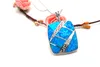 Gemaakt blauw opaal rechthoek hanger ketting authentiek 925 sterling zilveren zee blauwe zilveren sieraden voor vrouwen 15.74 ", 17.71", 19.68 "kettinghals