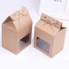 Tårta Choklad Candy Packing Väskor Kraft Paper Party Wedding Gift Väskor Boxesstand Up Food Clear PVC Window Seal Boxes