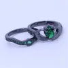 Nouvelle bague de claddagh bijoux de pierre de naissance anneaux de mariage ensemble pour femmes vert 5A Zircon Cz noir or rempli femme fête Ring6841953