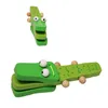 Trä Tecknad Orff Slagverk Instrument Grön Krokodil Handtag kastanjetter knock musikalisk leksak för barn Present Baby Wood Musikleksaker