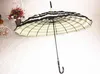 Hot sell 50pcs/lot Princess Stripe Frill Pagoda Umbrella,ivory with black frill deocration Wedding Umbrella for good quality