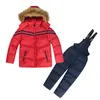 Winter Kinder Kleidung Jungen Mädchen Winter Daunenmantel Kinder Warme Jacken Kleinkind Schneeanzug Oberbekleidung + Strampler Kleidung Set Russisch