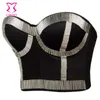 Punk Rock Silver/Black Tube Beading Bustier Crop Top Push Up Bra Big Size Bralette Clubwear Burlesque Bras For Women Brassiere