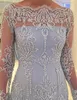 2021 Vintage Sky Blue Blue Mother of the Bride Robes Off Briders Brodery Dentey Appliques Long Sleeves Plus Taille Robe Weddin3112931