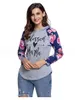 Blessed Mama Hoodie Floral Raglan Sleeve Hooded Sweatshirts Letters Prined T-shirts Pullover Patchwork Girls Gym Clothing OOA5658