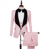 Stilig nyaste rosa Cool One Button Bröllop Brudgum Tuxedos Män Passar Bröllop / Prom / Dinner Man Blazer (Jacka + Tie + Vest + Byxor)