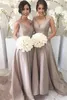 Simple Elegant Bridesmaid Dresses A Line Sleeveless V Neck Floor Length Sweep Train Garden Wedding Guest Party Gowns 2018 Under 90