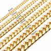 8mm/10mm/12mm/14mm/16mm Stainless Steel Jewelry 18K Gold Plated High Polished Miami Cuban Link Necklace Men Punk Curb Chain Butterfly Clasp