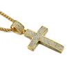 Religion Gold Color Iced Out Collier Pavage CZ CZ en acier inoxydable Crucifix Pendants Colliers Bijoux Men WoMe2738361