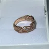 Trendy Flower Jewelry Women Diamonique Cz Rings Rose gold Filled Engagament wedding Band ring for women Best Gift