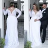 Arabic 2018 Sheer Jewel Neck Plus Size Full Lace Appliques A Line Wedding Dresses Empire Backless Long Sleeves Bridal Gowns Cheap Veatidos