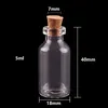 100pcs 18 * 40 * 7mm 5ml Mini vetro Wishing Bottles Tiny Jars Fiale con tappi ciondolo Cork artigianato