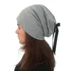 Chapeaux d'hiver pour femmes, bonnets à nœud, casquettes chaudes en coton, chapeau ample, Turban de Festival, couleur unie, Bonnet Hip Hop