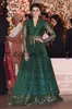 Hunter Green Formal Dresses Evening Wear With Long Sleeves Beaded Lace Kaftan Abaya Dubai Indian V Neck Prom Dress Kriti Sanon in Anju Modi