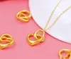 Gratis frakt ny 24k 18k gul guld hjärta hängsmycke locket halsband för kvinnor smycken mode halsband julklapp