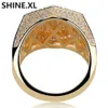 Bague en cuivre plaqué or et argent pour hommes, anneau Hexagonal en Zircon entièrement glacé, taille 7891011, 9688329