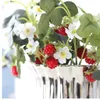 가정 장식을위한 인공 딸기 과일 지점 가짜 딸기 식물 Flores Flores Fleas Artificielles 뽕나무 잔디