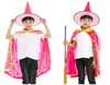 Halloween Cloak for Kids Stars Printed Hat Cape Magic Witch Cosplay Sets Costumes