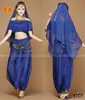 Nya Sexiga Kvinnor Vuxen Arabisk Indisk Egyptisk Billiga Belly Dance Kostymer Set 4 Stycken Skörd Top Harem Byxor Hip Scarf Veil