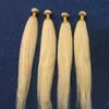 Kinky proste 613 Blond Brazilian Virgin Hair 3bundles z czołowym zamknięciem włoski gruboziarnisty Yaki Blonde 13x4 Pełna koronkowa front W4793139