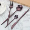 Set di stoviglie in oro nero Set di posate per bistecca occidentale in acciaio inossidabile 304 Set di posate per la cena in nastro da tavola per alimenti da cucina