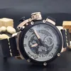 New High Quality U-51 U51 Chimera Steel Case White Skeleton Dial Miyota Quartz Chronograph Mens Watch Stopwatch Black Leather Watc2816