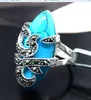 Mooie Marcasite Blue Turquoise Inlay 925 Sterling Silver Ring 7 8 9