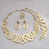 4 pièces de collier, boucles d'oreilles, bracelet, ornements de bague, bijoux de mariée en alliage plaqué or