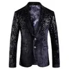 Tang Cool 2018 Nova Chegada Mens Velvet Blazers Floral Prom Vestido Blazers Casual Blazer e Terno