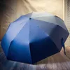 Germany 10 automatic three folding umbrella sunny big male business men black coating parasol parapluie umbrella rain women