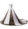White Camo Wedding Dresses With Appliques Ball Gown Long Camouflage Party Dress Bridal Gowns 2-16