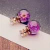 S35 Hot Europe Fashion Jewelry Cute Glass Ball Rhinestone Flower Stud örhängen Kvinnor Eleganta örhängen