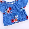 Odzież dziecięca Baby Girl Ubrania Zestaw Niebieski Kwiat Off Ramię Topy + Kwiatowe Luźne Spodnie Bell-Dolne 2 sztuk Dziewczyny Stroje Zestaw Odzież dla dzieci