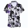 Hochwertige Herren Freizeithemd 2018 New Turn Down Kragen Social Shirt Männer Slim Fit Kurzarm Business Floral Shirt Männlich M-7XL