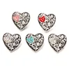Fashion Crystal Heart 18mm Snap Button Smycken Vintage Blomma Graverad Noosa Chunks DIY Ginger Snap Button Charms Armband Halsband