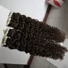 Curly Tape In Hair Extensions 100g 40pcs / Pack Skin Väft Hår på lim Seamless Hair