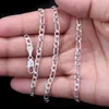 Fashion 2MM 925 Sterling Silver Figaro Chain Charm Necklace Women Party Jewelry