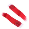 Ny ankomst Silky Straight Red Human Hair 3 Bunds med spetsstängning Populära röda färg Brasilianska hårväv med spetsstängning 4x7056031