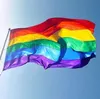 Bra sälja Rainbow Flag 3x5ft 90x150cm Lesbisk Gay Pride Polyester LGBT Flag Banner Polyester Färgglada Rainbow Flagga för dekoration
