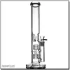 Hookahs t Oljeplattor Glas Bong Partihandel Twin Cage Junior Bongs Vattenrör Rökpipor 14.5 "Tall 5mm tjocklek