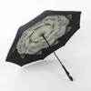 Складное обратное зонтик с двойным слоем перевернутый ветрозащитный дождевой автомобиль зонтики самостоятельно стоять