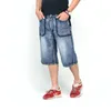 Casual Verão fresco Mens Calças Jeans Streetwear Hip-hop solta Baggy Skate Skate do estilo do joelho comprimento relaxado Moda Shorts