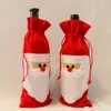 Czerwone wino butelka pokrywa torby w domu dekoracji wina torby Party favors Merry Santa Claus Boże Narodzenie dekoracji