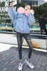 Frauen Denim Jacke Neue 2018 Herbst Winter Frau Casual Lose Mit Kapuze Faux Pelz Kragen Harajuku Kurze Jeans Mäntel Casaco Feminina