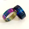 Whole Mix lot 100pcs Men Women Colorful English Serenity prayer Stainless Steel God Rings Bible Religious Jewelry 244A4527464