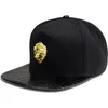 Cappelli a tesa piatta Snapback Cappello unisex con montatura piatta regolabile con borchia in metallo 3D Cappello sportivo con cappuccio hip-hop punk da baseball nero