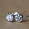 925 STERLING Silver Bling Earring Set White Color Mignon Round Stud Orees Orets For Women Fashion Jewelry Birthday Gift Fine 3812220