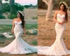 Ny ankomst Mermaid Bröllopsklänningar Designer Sweetheart Fishtail Appliques Vestidos de Novia Vintage Boho för kvinnor 2018