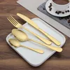 Nowe złoto sztućce łyżka rozwidlenia nóż łyżka do herbaty Matte Gold Ze Stali Nierdzewnej Food Silverware Obiad Naczynie