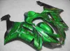 Black flames Green طقم هيكل السيارة لكاواساكي نينجا ZX6R 07 08 ZX-6R هيكل السيارة ZX 6R 2007 2008 6R 636 Fairings set + gifts